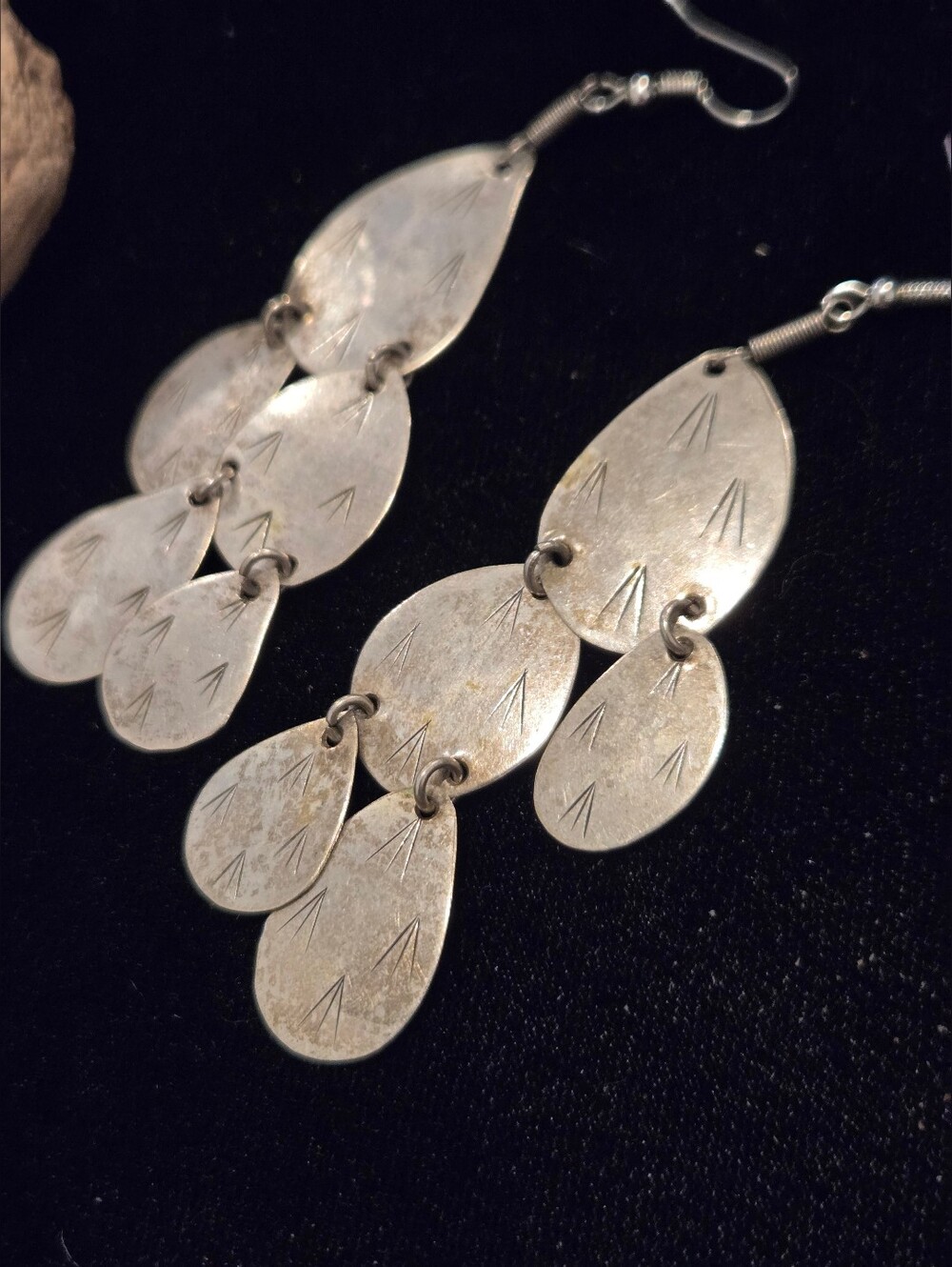 Vintage Silver Plated Cascading Teardrop Dangle Earrings